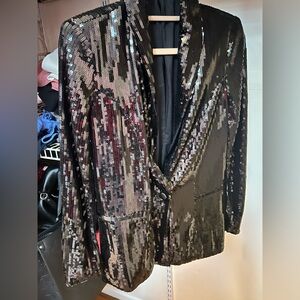 INC International Concepts Black Sequin Blazer